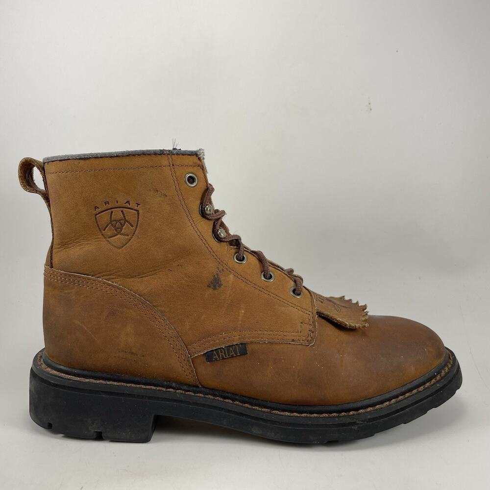 Ariat 31027 Roper Boots Womens Size 9 M Brown Leather Kiltie Lace Up Western